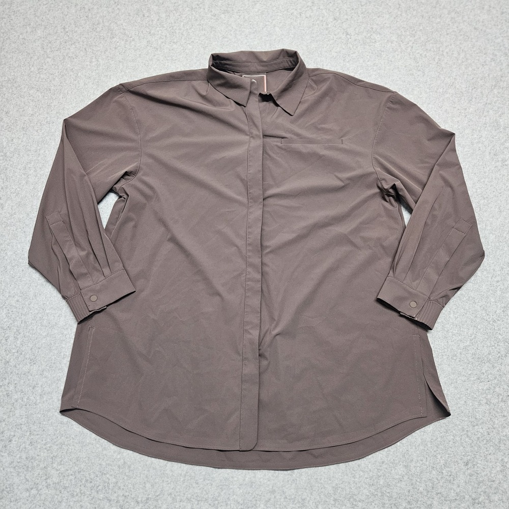 Nike 24.7 PerfectStretch Snap Shirt Women's Small  Dri-FIT Oversized LS Brown